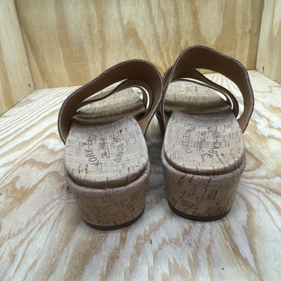 Kork-Ease Brown Leather Platform Sandals Size 8 Cork Wedge Slip-On Comfort Shoe - Picture 5 of 11